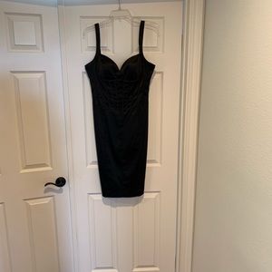 Black satin bodice knee length dress size 8